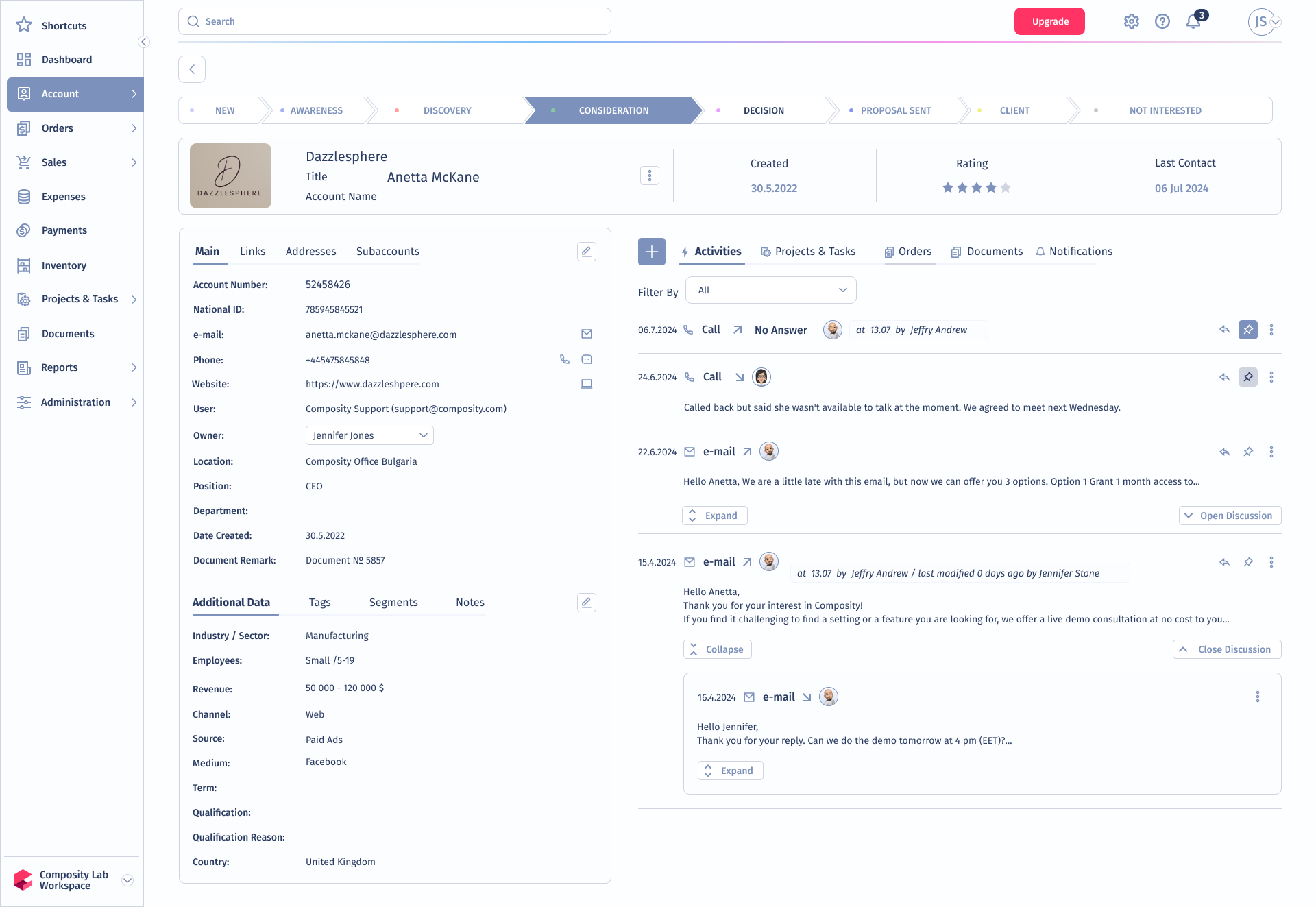Composity account profile screenshot